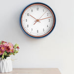 horloge murale moderne métal aiguille quartz bleu cuivre salon decoration