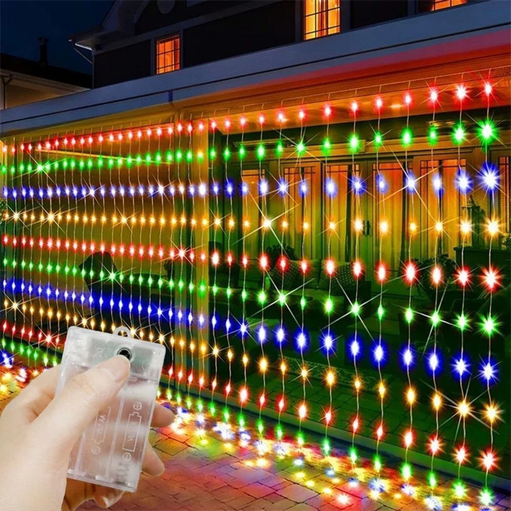 rideau lumineux led blanc chaud moderne 3m 300leds batteries télécommande clips
