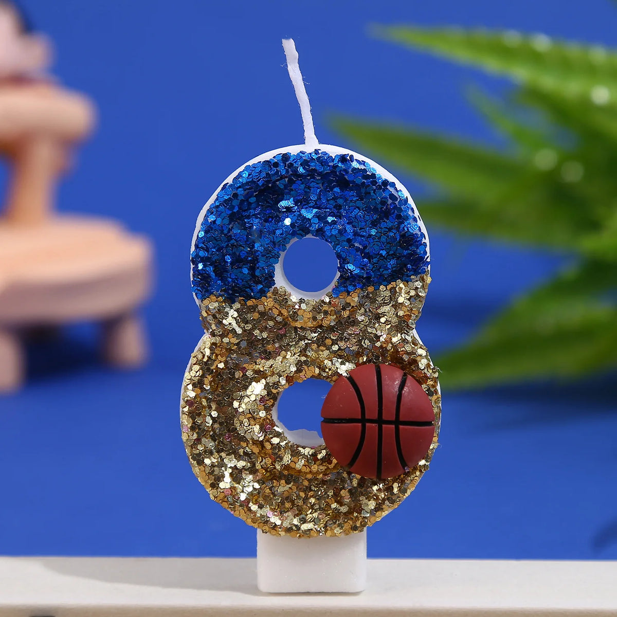 bougies anniversaire forme chiffres bleu paillette doré rouge basket blanc paillettes motifs sportifs clips