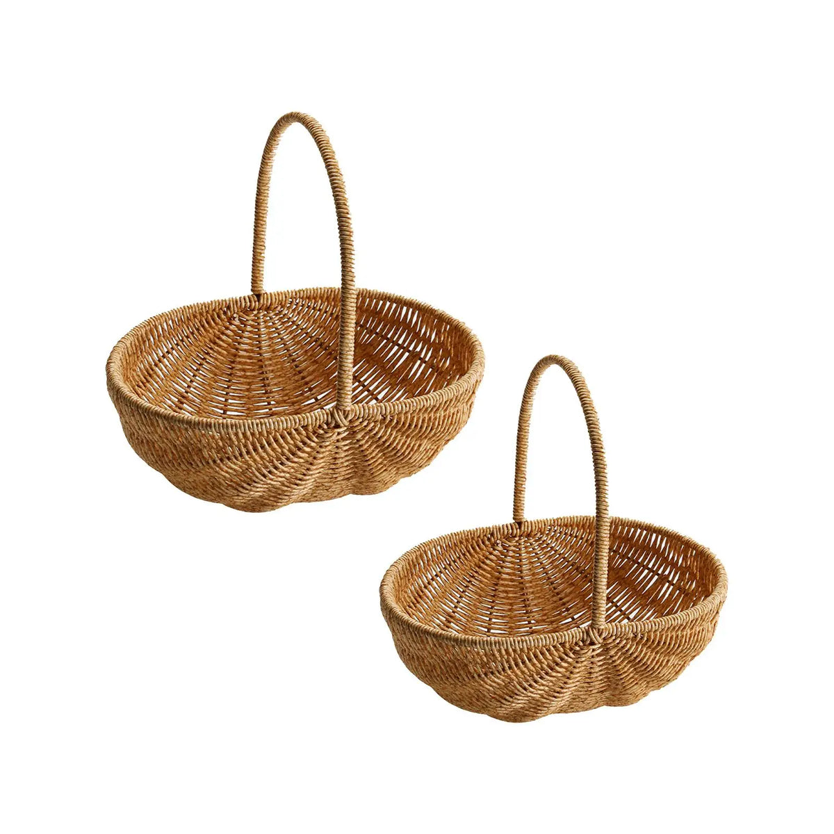 panier tissé rustique panier pique nique portable plein air conteneur fruits poignée ornemental tressage