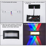 appliques murales led modernes rgb noir lumiere arc ciel texturées semi transluce