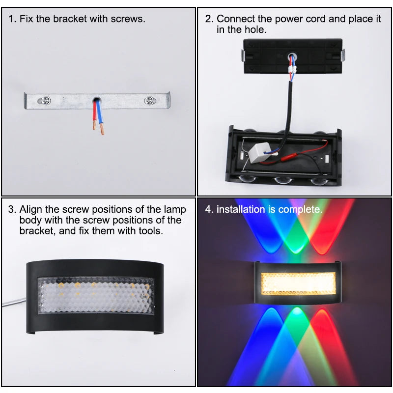 appliques murales led modernes rgb noir lumiere arc ciel texturées semi transluce