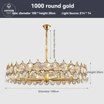 luminaire suspension cristal moderne luxe rond doré transparent salon salle manger chambre