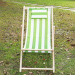 chaise longue pliable bois massif toile rayée plateau d'appoint plage