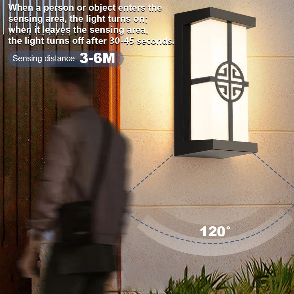 lampe murale led motion sensor ip65 abs contemporaine noire blanche 245mm 110mm 100mm