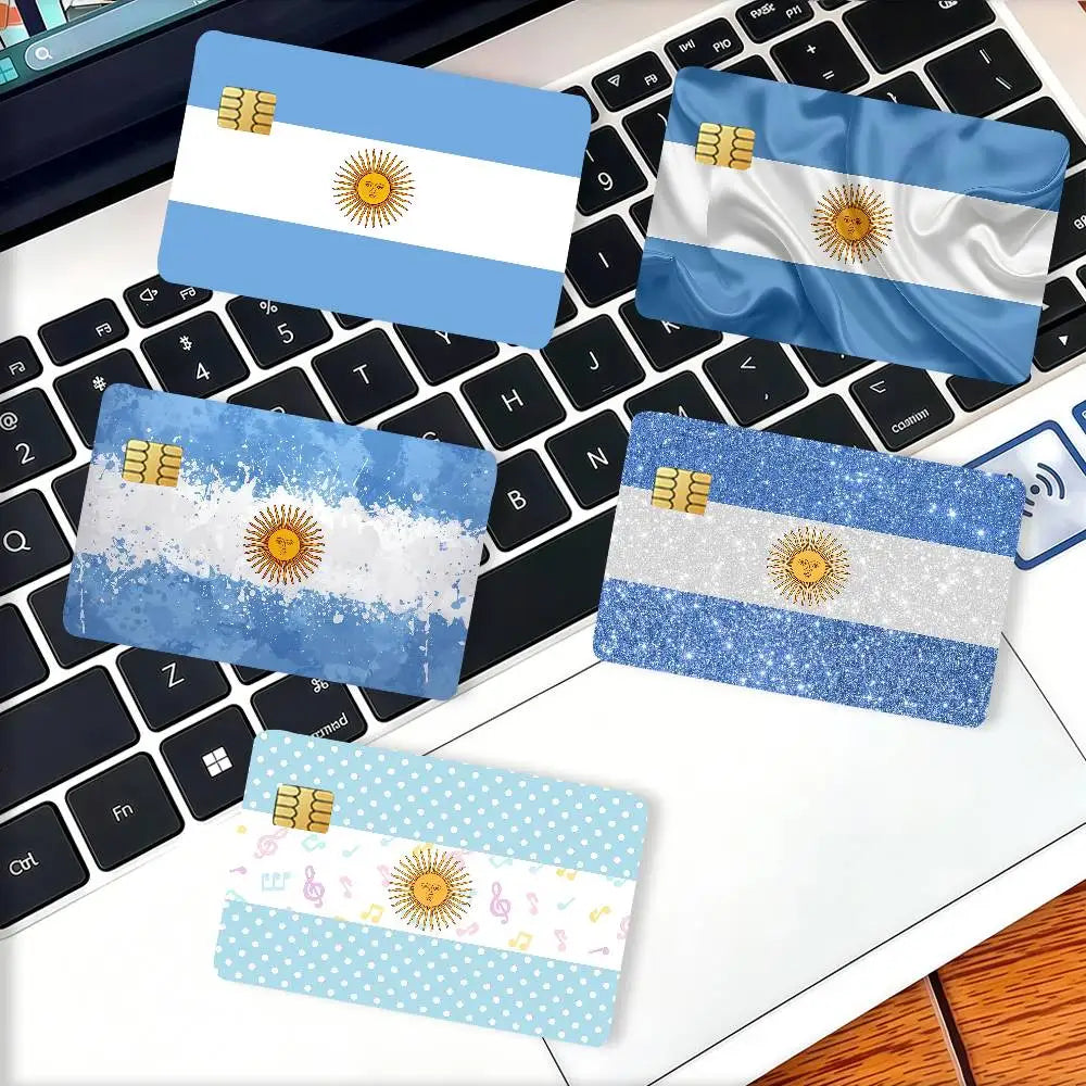autocollants adhésifs drapeau argentin soleil doré carte crédit bleu blanc anti rayures pièces opaques