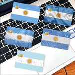 autocollants adhésifs drapeau argentin soleil doré carte crédit bleu blanc anti rayures pièces opaques