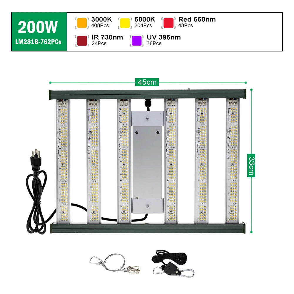 lampe culture plantes led 120w 200w 320w spectre complet interrupteur alu moderne vert blanc