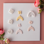 couteaux polymère bijoux pendentifs boucles oreilles motifs floraux moderne minimaliste argile PLA