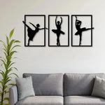 décoration murale silhouette danseuse pose classique art minimaliste noir métalintérieur chambre salon trois pièces