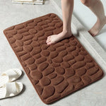 tapis bain antidérapant mousse mémoire forme tapis polaire absorbant cailloux gris rose moderne
