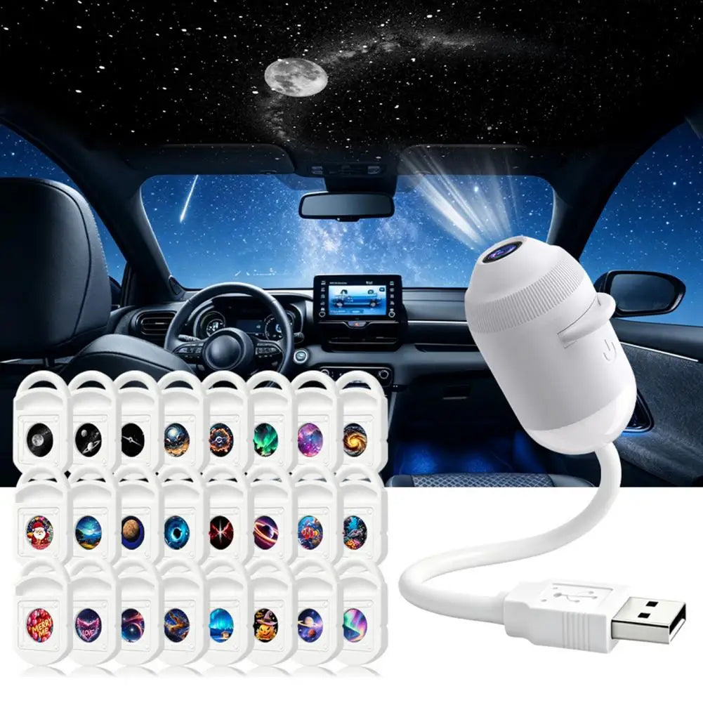 projecteur d'étoiles blanc motif galaxie adhésif moderne usb nocturne ambiance céleste fixe lentilles