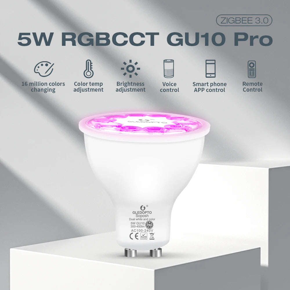 ampoule led gledopto 5w blanc changeante 249 2000 lumens 50000h moderne opacité
