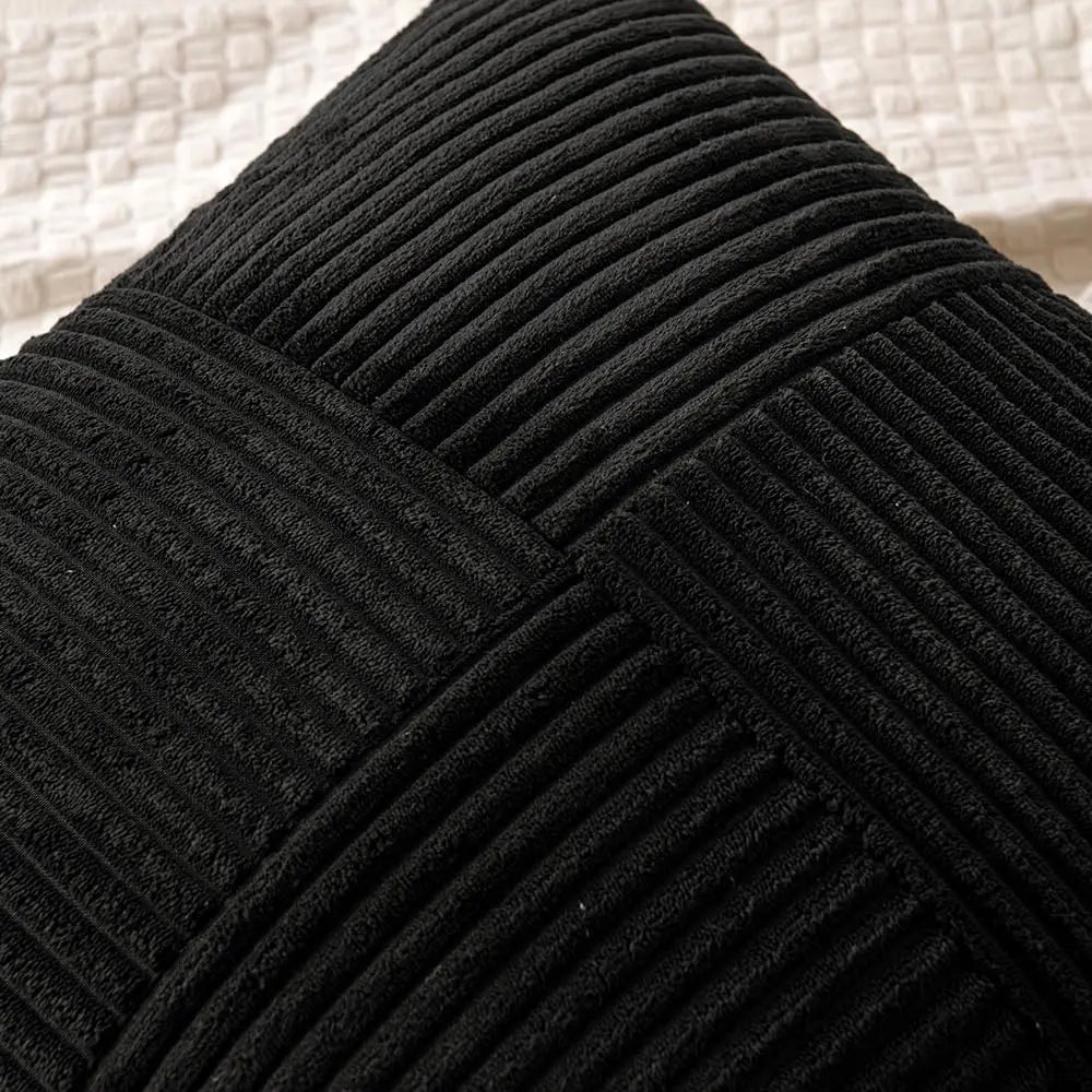 housses coussin polyester coton rayures moderne noir zip lit