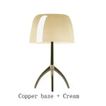 lampe table moderne blanc orange rouge pied métal base cuivrée led chambre salon