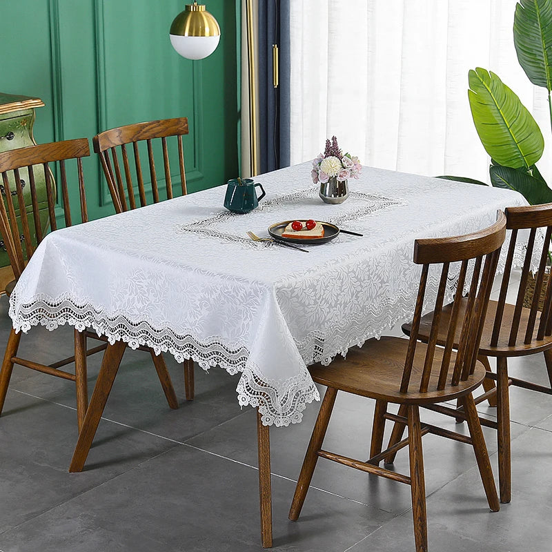 nappe table blanche broderie florale imperméable usage extérieur mariage printemps été automne