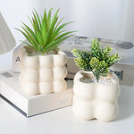 pots fleurs céramique porcelaine moderne plante verte décoration intérieure blanc relief bulles