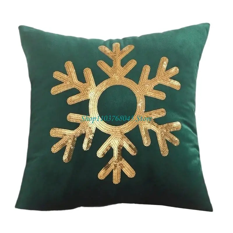 taies d'oreiller patchwork noël motifs neige pailletés cannes sucre rouge blanc vert doré festive