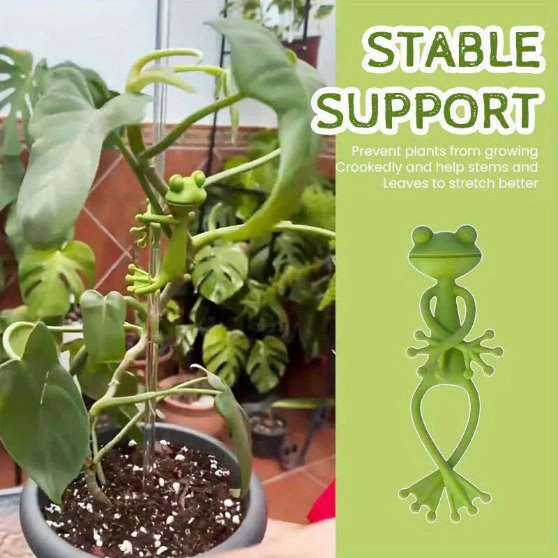 supports plantes forme grenouille vert clair décoration jardin flexible enroulement tige ludiqueextérieurintérieur