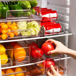 boîtes rangement transparentes plastique réutiliables poignées moderne minimaliste empilables garde manger réfrigérateur congélateur respectueux