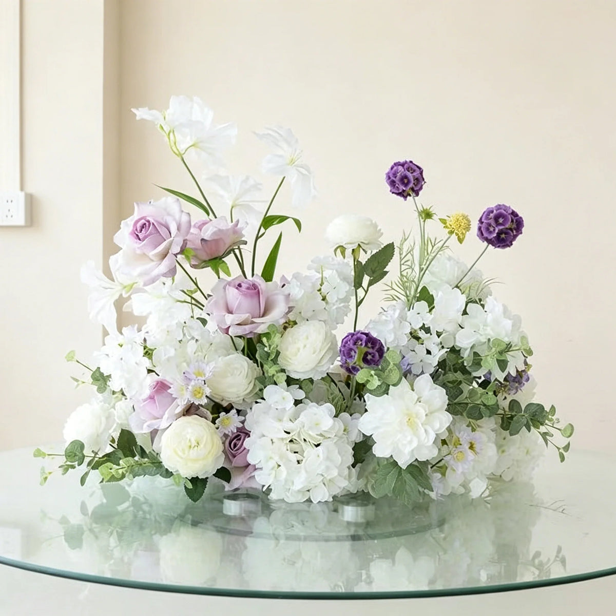 décoration florale artificielle bouquet mixte classique extérieur intérieur blanc vert rose