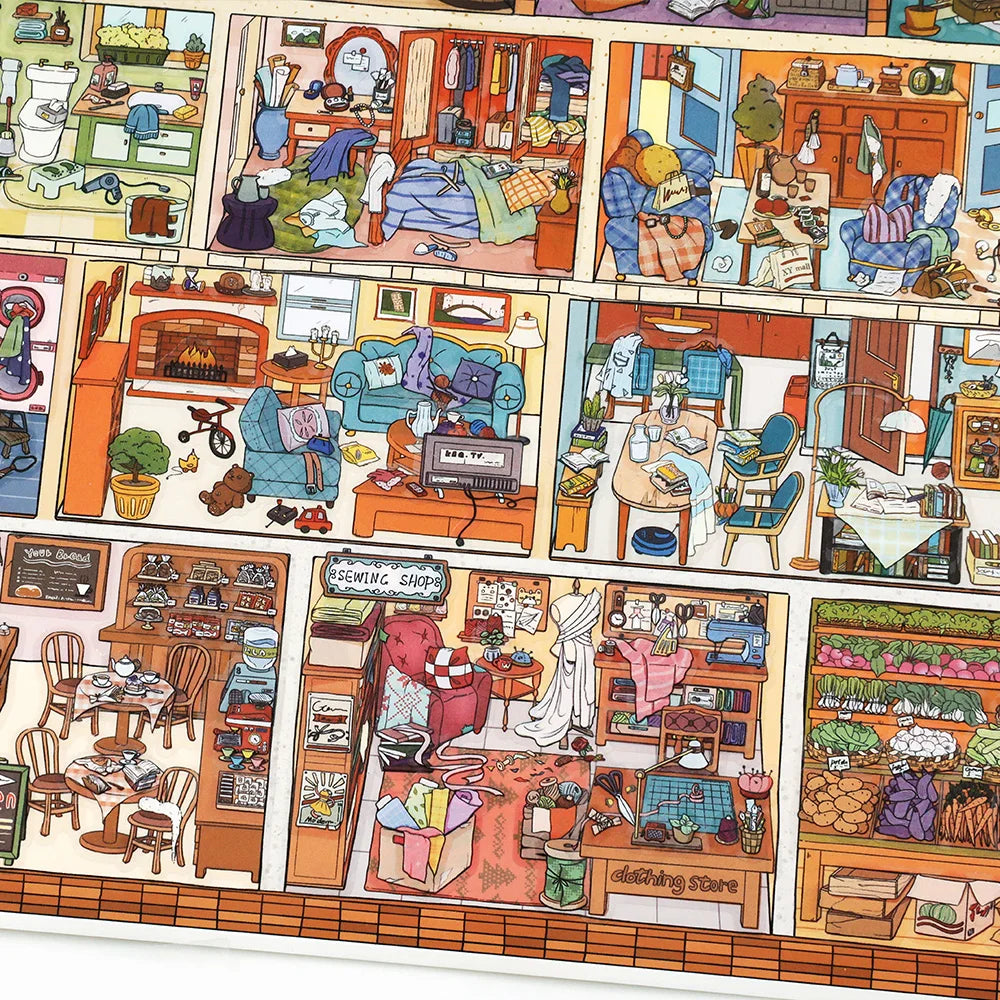 puzzle multicolore scènes domestiques dessin animé pièces puzzle opaques enfants maison activités famille éducatives