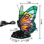lampe poser moderne papillon verre coloré art deco multiple couleurs interrupteur câble daluminium