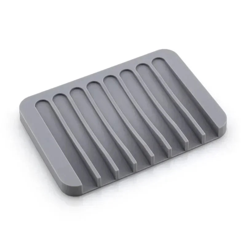 porte savon silicone strié gris blanc moderne salle bain cuisine drainage anti dérapant support