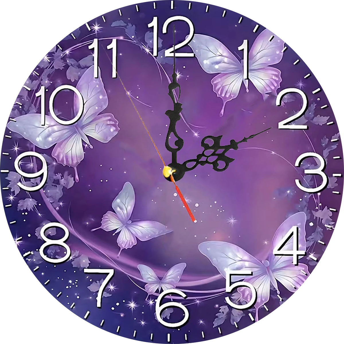 horloge murale aiguille quartz scénique paysage marin bois moderne 25cm bleu violet