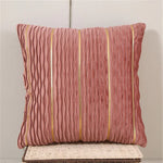 housse coussin velours plissé rayures dorées moderne couleur rouge jaune bleu vert violet rose