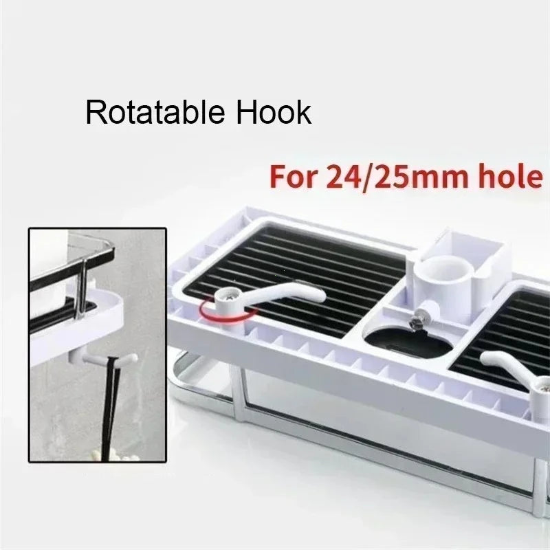 étagère douche moderne réutilisable plastique abs blanc noir texture grille clips barre douche éléments