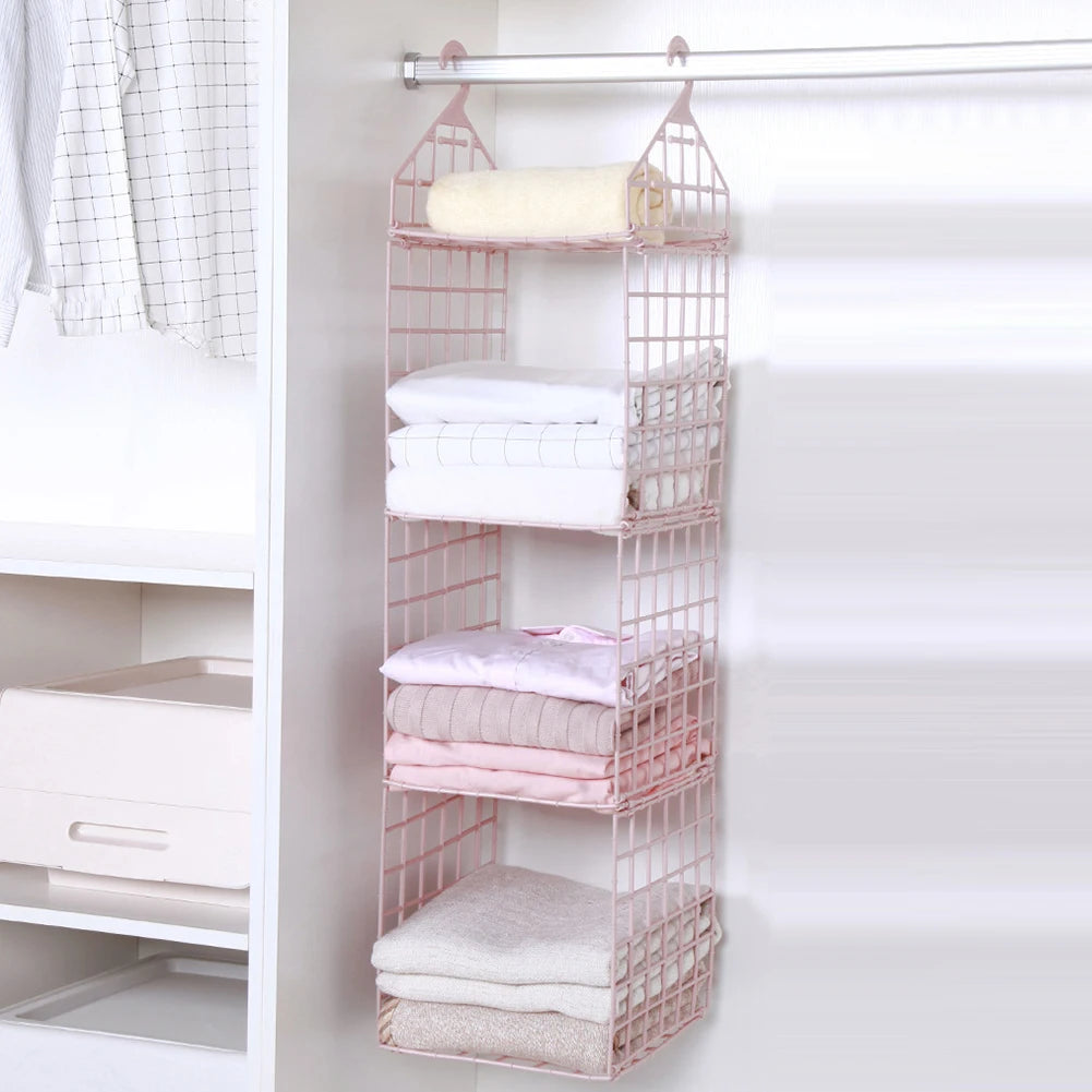 étagère suspendue moderne rose pâle étages hooks rangement serviettes pulls