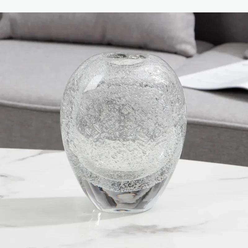 vase verre transparent texturé bulles air moderne décoration intérieur salon chambre élégant sophistication minimaliste
