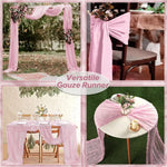 ruban table rose rayures horizontales moderne pompons fleurs séchées 90x180cm occasionnels événements