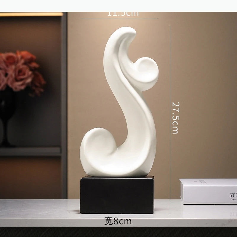 sculptures décoratives musicales abstraites symboles clé sol moderne blanc noir