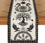 drapeau table artisanal nordique motifs corbeaux arbre vie brunclair festive halloween noël mariage coachella