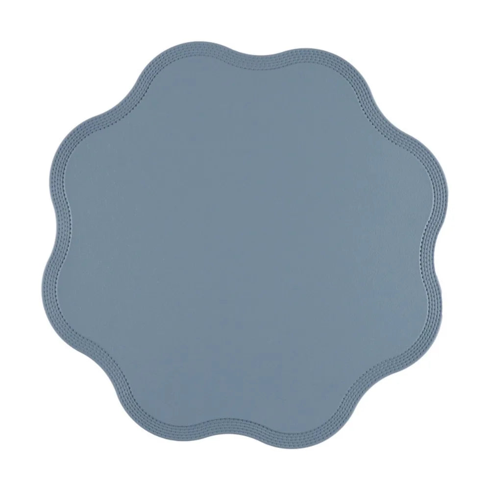placemat moderne bleu rose gris élégant bords dentelés bord assiette fourchette couteau resistant