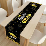 nappe table fête remise diplôme motifs cérémonie confettis étoiles feu artificiel polyester noire or