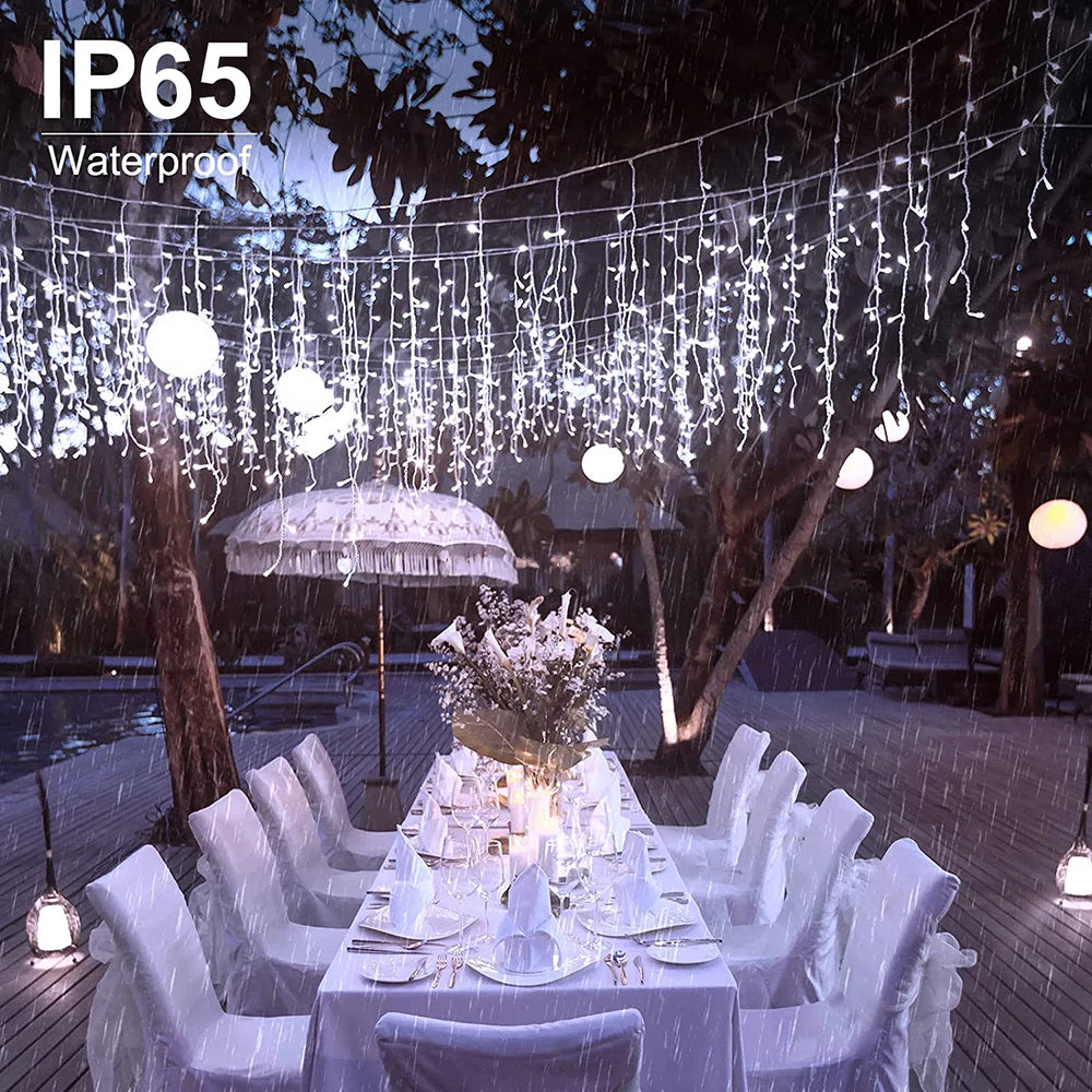 guirlande lumineuse solaire icicles étoiles blanc moderne modes extérieur fêtes noël mariage