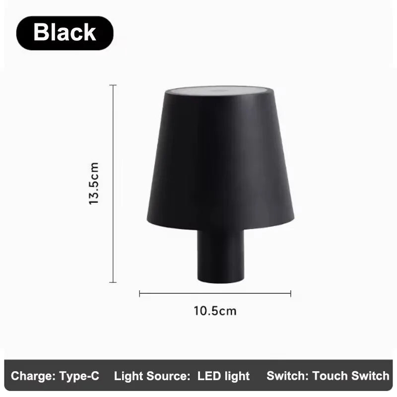 lampe table led rechargeable contemporaine base pierre abat jour noir tactileextérieur restaurant bar festival