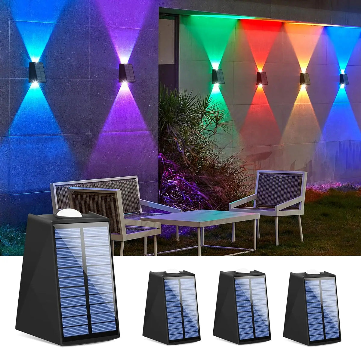 appliques murales solaires panneaux solaires led modernes ip65 noires garage jardin up and down