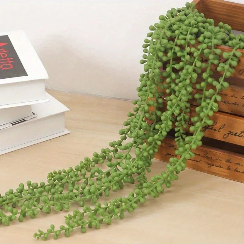plantes artificielles feuilles rondes branche verte extérieur décoration étagère pots fleurs