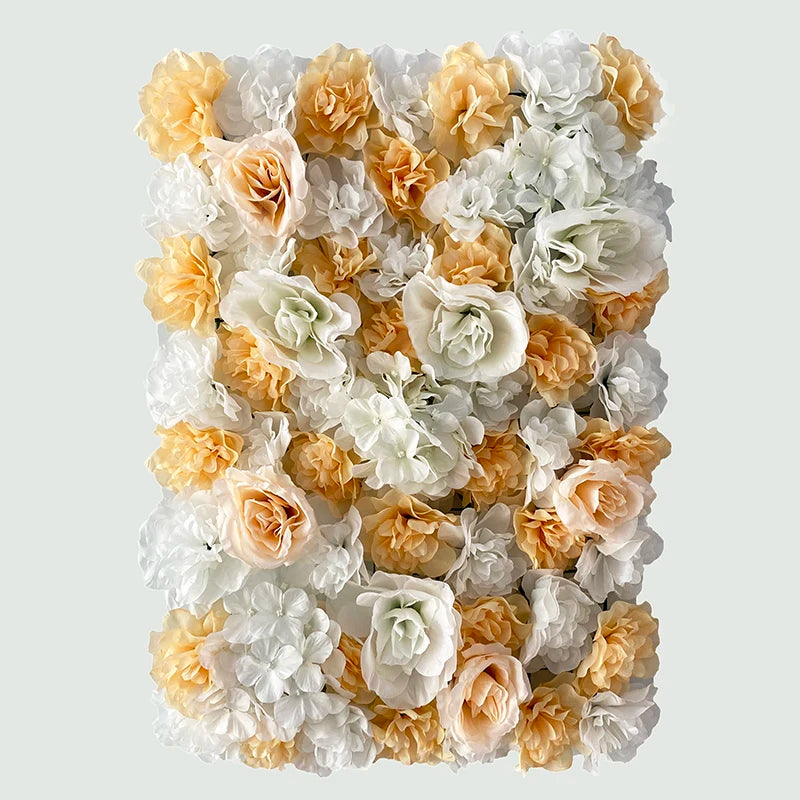 panneau mural fleurs artificielles rose blanc beige decoration romantique mariage anniversaire intérieur 60cmx40cm