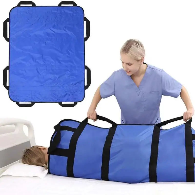 coussin transport médical bleu uni pratique ergonomique poignées ceinture sécurité