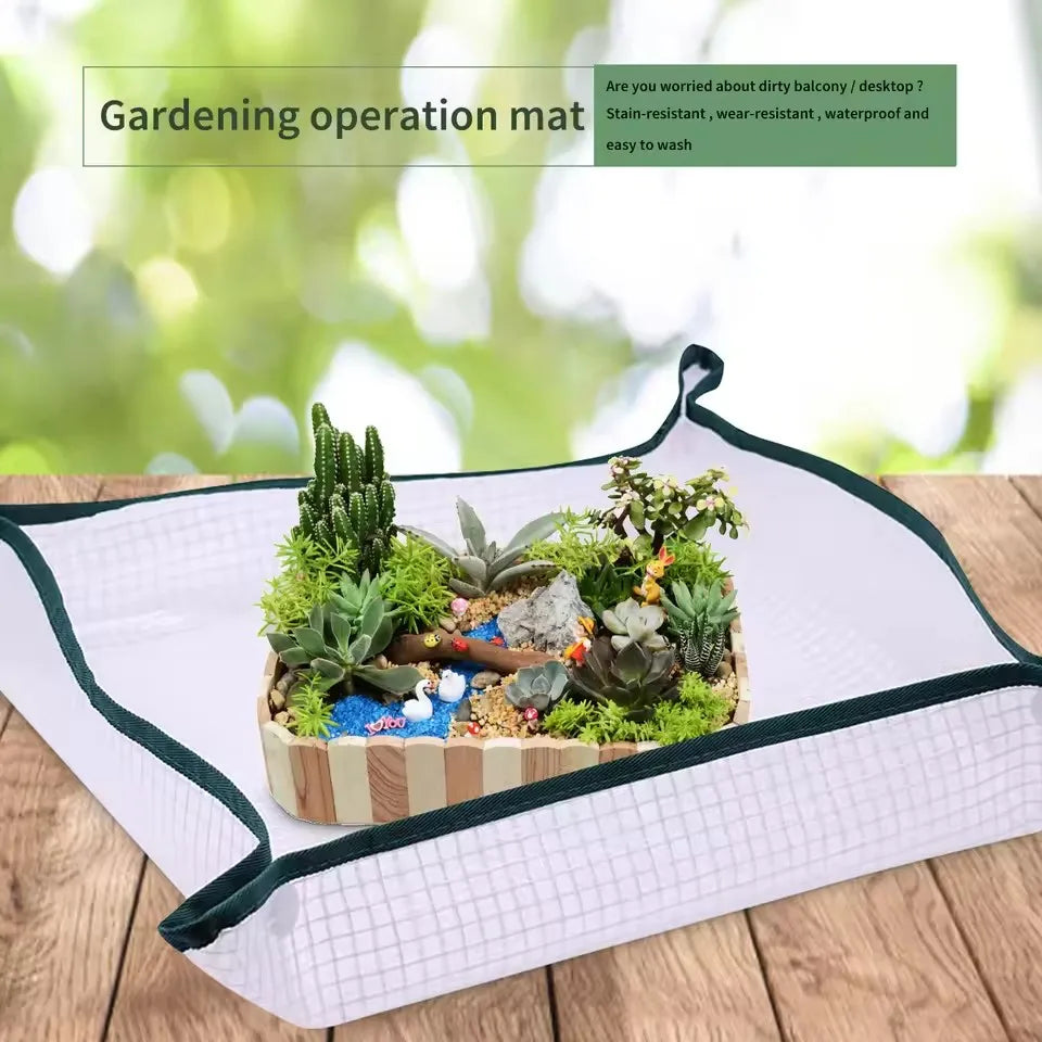 tapis jardinage blanc vert moderne rayures grille poignées 50cm 1m imperméable transplantationiauxités