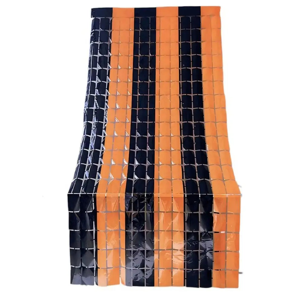 rideau halloween orange noir coeurs crânes triangles moderne opacité festif