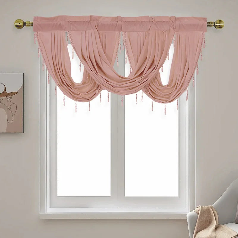 rideau fenêtre jacquard floral velours semi transparent élégant franges décoratives tringle rideau