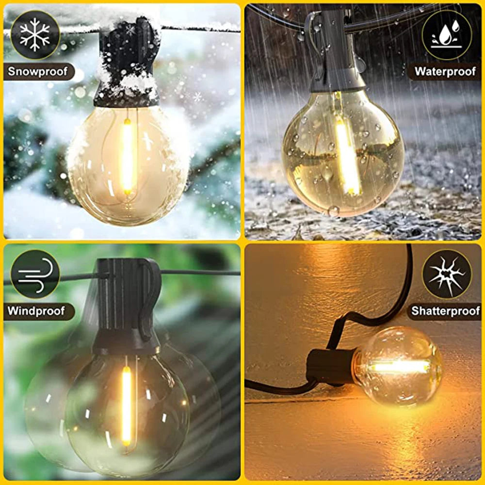 guirlande lumineuse vintage 15 ampoules transparentes clips extérieures 220v 110v