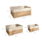 paniers rangement tissu dentelle beige rustique boho chic set trois tailles différentes