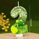 bougies numériques forme chiffres anniversaire verte blanche jaune feuilles